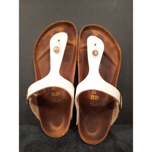 Birkenstock Gizeh 39 Narrow White Snake Python Thong Sandals Made in Germany